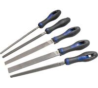 GAMBIT Tools Workshop File Set 5 Pieces (200 mm, Cut 2) - Professional Metal File Set Made of Hardened Tool Steel with Ergonomic 2K Handle - Includes Round, Half-Round, Flat, Triangle and Square File