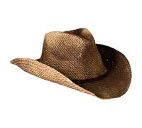 Gamble and Gunn Cowboy Hat, Vintage Style Unisex Brown Straw Cowgirl Sun Hats with Wide Shapable Brim, Leather Band - Fits 58cm- 60cm