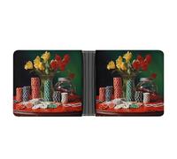 Gamble Casino Chips Bifold Wallet Slim Minimalist Front Pocket with Card Slots for Women Men