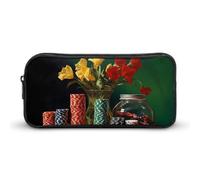 Gamble Casino Chips Large Pencil Case Big Capacity Pencil Pouch Pen Bag Marker Pen Case for Women Men