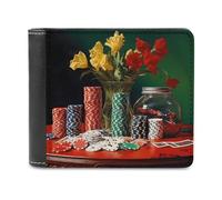 Gamble Casino Chips PU Leather Wallets Stylish Bifold Wallet Slim Front Pocket Credit Card Holder for Women Men