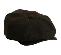 Gamble & Gunn Black Herringbone Newsboy Button Top Cap - 63cm