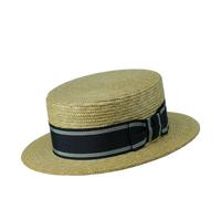 Gamble & Gunn Cambridge Straw Boater with Stripe Grosgrain Ribbon - 60cm