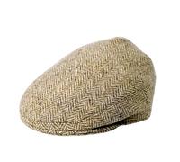 Gamble & Gunn Dolton Molloy & Sons Irish Donegal Tweed British Made Light Tan Herringbone Flat Cap - 55cm