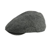 Gamble & Gunn 'Goodwood' Moon Tweed Grey Herringbone Flat Cap - 57cm