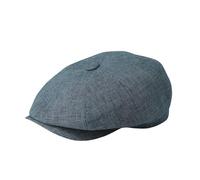 Gamble & Gunn Gosford Irish Linen Button Top Flat Cap, Blue, XL