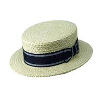 Gamble & Gunn Henley Straw Boater with Stripe Grosgrain Ribbon - 60cm