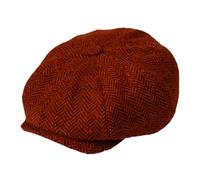 Gamble & Gunn Molloy & Sons Irish Donegal Tweed British Made Vermilion Red Button Top Cap - 61cm