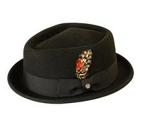 Gamble & Gunn ‘New Orleans’ Pork Pie Hat, Men’s, Unisex, Black Wool Diamond Top Vintage Style Hat (55cm) Black