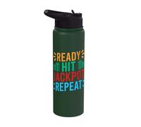 Gambling Fan Ready Hit Jackpot Repeat Casino Stainless Steel Insulated Water Bottle
