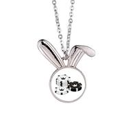 Gambling Utensils Chips Crown Pattern Rabbit Necklace Pendant Bunny Animal Jewelry Gift