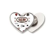 Gambling Utensils Pattern Playing Cards Heart Metal Pin Brooch Clip Love