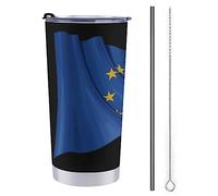 Gambo EU Flag Travel Coffee Mug Stainless Steel Insulated Tumbler Durable Cup with Lid and Straw 20 Oz