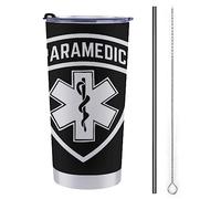 Gambo Paramedic Medic EMS Star of Life EMT Travel Coffee Mug Stainless Steel Insulated Tumbler Durable Cup with Lid and Straw 20 Oz