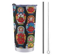 Gambo Russian Nesting Dolls Matryoshka Travel Coffee Mug Stainless Steel Insulated Tumbler Durable Cup with Lid and Straw 20 Oz