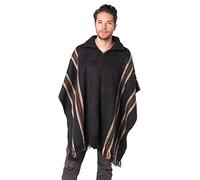 Gamboa Alpaca Men's Knitted Wool Poncho - Polo Neck Cape - Charcoal