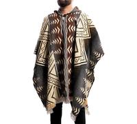 Gamboa Alpaca Wool Mexican Poncho with Hood for Men Hoodie Pancho Mens Western Hooded