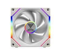 GAMDIAS AEOLUS P2-1201 120mm ARGB PWM Fan (1 Pack), Include Reverse Fan Blade x1, Direct MB Connect w/ARGB Sync, Easy Installation & Cabless Daisy-Chain Design, Silent Operation, Up to 2400RPM, White