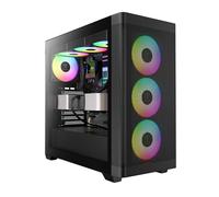 GAMDIAS ATHENA M3 ATX Mid Tower PC Case, 4 x 120mm ARGB PWM Fan w/Hub, Front Airflow Mesh, Tool-Free Tempered Glass Side Panel, MB Sync Ready, Black