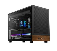 GAMDIAS ATHENA M4M WOOD mATX Micro Tower Gaming PC Case, Walnut Mesh Front Panel, 3 Built-in 120mm Fans, Front-Mounted PSU Design, Supports Dual 360mm Radiators and BTF MB, Gen 2 Type-C