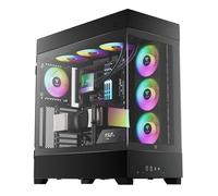 GAMDIAS ATLAS P1 Gaming ATX Mid Tower Computer PC Case, Full Panoramic Tempered Glass, Include Swappable Top Panel, Support BTF MB, Adjustable Display w/Software, 4x 120mm ARGB PWM Fan w/Hub, Type-C