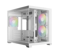 GAMDIAS AURA GC10M V2 WH Dual Chamber mATX Micro-Tower Gaming PC Case, Seamless 270° Panoramic View, Tool-Free Installation Tempered Glass Panel3x 120mm ARGB Fans, Manetic Dust Filter, White