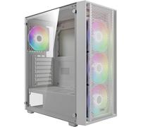 GAMDIAS AURA GC2 Elite WH High Airflow Tempered Glass Mid-Tower ATX Case - Four Included 120 mm RGB Fans - Fits 6X 120mm Fans - Tool-Free Installation Side Window - PSU Shroud - White