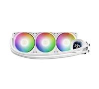 GAMDIAS AURA GL DIGITAL 360mm AIO Liquid CPU Cooler, Real-Time 2.1'' Display, Customizable via Software, 2 x 120mm ARGB Fans, Support Low-Noise PWM & ARGB Sync, Intel LGA 1851/1700；AMD AM5/AM4, White
