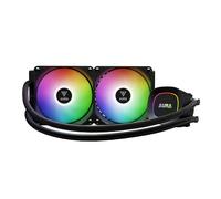 GAMDIAS AURA GL240 LITE 240mm AIO Liquid CPU Cooler, Optimized Fluid System, Performance Copper Base, 2 x 120mm ARGB Fans, Support Low-Noise PWM & ARGB Sync, Intel LGA 1851/1700；AMD AM5/AM4, Black
