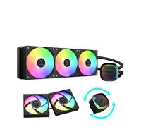 GAMDIAS AURA GL360 V2 AIO, 360mm CPU Liquid Cooler, Easy Cable Routing Design, Rotatable Performance Pump, 3 x 120mm Low-Noise PWM ARGB Fan w/ MB Sync, AMD AM5/AM4；Intel LGA 1851/1700/115x/1200, Black
