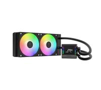 GAMDIAS CHIONE E4 240mm AIO Liquid CPU Cooler, Real-Time Digital Display Patented PWM Pump, 2 x 120mm Easy Cable Management Daisy Chained Fans w/ ARGB Sync, Intel LGA 1851/1700/1200；AMD AM5/AM4, Black