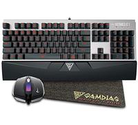 GAMDIAS Hermes E1 Combo Mechanical USB Gaming Keyboard 104 Switches Brown LED Red Keyboard Layout UK + Demeter E2 3200dpi Adjustable Optical Mouse + Mouse Pad
