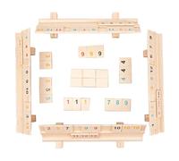 Game 106 Rummy Tiles Travel Game Set With 4 Tiles Holder Wood Strategy Board For 2-4 Player Travel Size