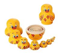 Game 3 Years D Uck N Ested Doll Wooden Stack Prank Baby D Uck Prank Stackable Nesting Doll Handmade Nesting Dolls Toys Cute Animal Matryoshka Stacking Dolls Home De for 2 (Yellow, 10cm)