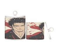 Game Anime Japanese Man Transparent Plastic Candy Organizer Storage With Lid Bathroom Necessary Accessories Decorative Dental Floss Storage Jar For Cotton Swabs