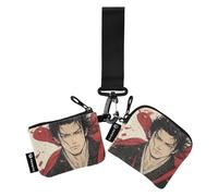 Game Anime Playroom Japanese Samurai Dual Wristlet Wallets for Women Mini Fashion Card Organizer Purse with Zipper Coin Pocket for Daily Use 2 Pcs para Meter tarjetas de credito
