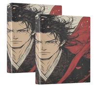 Game Anime Playroom Japanese Samurai One and A Half Inch Notebook Binders Three-Ringing with Pockets 1/2 Pack Office Binder Supplies Hardcover