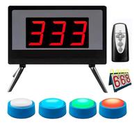 Game Answer Buzzer, Wireless Quiz Answer Game Buzzer Set with Remote Control & Buzzers, 4 Answer Modes & 4 Colors Indicator Lights, for Game Show, School, Party Quizzes, Competition 4