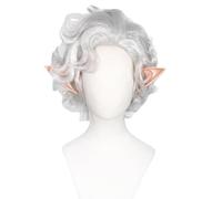 Game Baldur's Gate 3 Cosplay Wig Astarion Silver Gray with Ear Short Hair Heat Resistant Synthetic Wigs Halloween Party Wig with Wig Cap