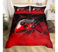 Game Bedding Set for Boys Double Size,Teens Gamer Room Decor Duvet Cover Foggy Gaming Console Comforter Cover,Kids Gamepad Video Games Bedspreads Cover,Retro Bedroom Decor Red Black