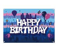 Game Birthday Backdrop, 60x40in Vibrant Gaming Happy Birthday Banner City Balloon Prints Party Decoration for Boys Photo Booth Props Wall Decor