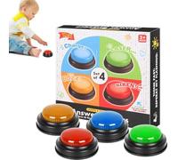 Game Buzzer - 3.55x3.55x1.38 Inches 4 Player Lockout Buzzers System | Trivia Quiz Family Games Loud Sound Buttons With Lights | Party Game Show Kit With Easy Setup