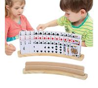 Game Card Holder - 33x3.4x1.2cm Wood | Playing Card Holders - Wooden Curved Game | Hands-Free Holder Stand - 2pcs Poker Racks Tray Accessories For Pinochle, Poker, Kids Adults Seniors