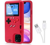 Game Console Case for iPhone,Dikkar Retro Protective Cover Self-Powered Case with 36 Small Games,Full Color Display,Video Game Case for iPhone 11 Pro Max (Red)