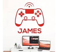 Game Console, Game Controller - Gamers, Gaming - Personalised Name Decal Wall Sticker [Medium] [Tomato]