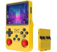 Game Console R36S Retro Handheld Game Console with 128G Built-in 21000+ Classic Games, Open Source Linux System 3.5 Inch IPS Screen Portable Pocket Video Player (Yellow)