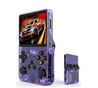 Game Console R36S Retro Handheld Game Console with 64G Built-in 15000+ Classic Games, Open Source Linux System 3.5 Inch IPS Screen Portable Pocket Video Player (Purple Translucent 64G)