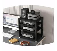 Game Console Shelf, 3 Tier Desktop Amplifier HiFi Rack AV Media Stand with Wood Shelfs Corner Audio Tower for Office Entertainment Stereo Component Cabinet(Black,4 Tier)