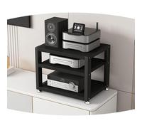 Game Console Shelf, 3 Tier Desktop Amplifier HiFi Rack AV Media Stand with Wood Shelfs Corner Audio Tower for Office Entertainment Stereo Component Cabinet(Black,3 Tier)