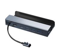 Game Console TV Dock Station, Aluminum Alloy 6-in-1 Screen Mirroring Hub, Multiport Adapter, Video Output, Games, Streaming, Home, Travel, Party